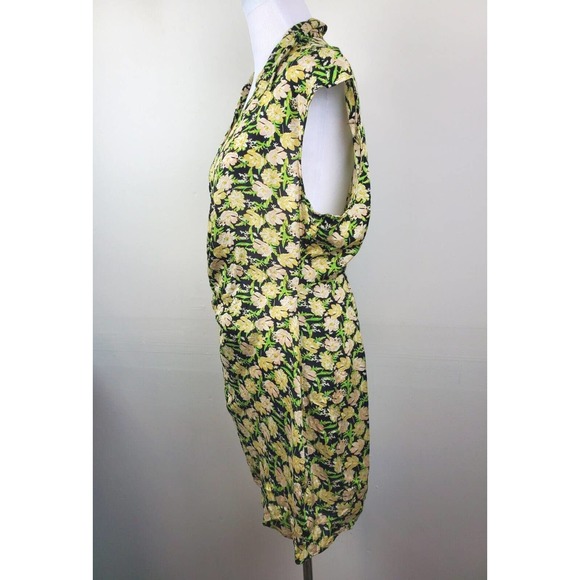 Urban Outfitters LARGE Floral Wrap Mini Dress YELLOW Tie Waist - Picture 5 of 12